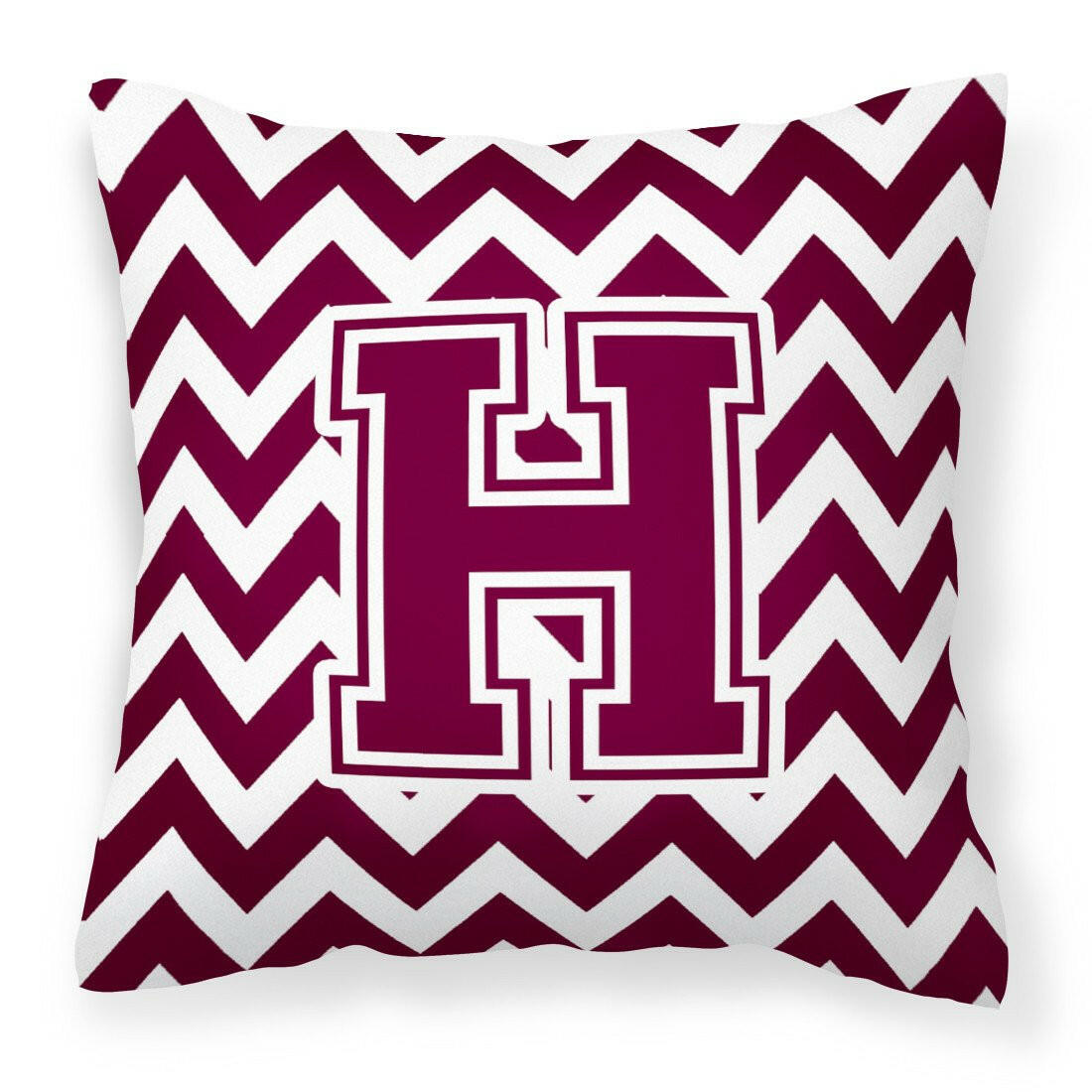 Letter H Chevron Maroon and White  Fabric Decorative Pillow CJ1051-HPW1414 by Caroline's Treasures