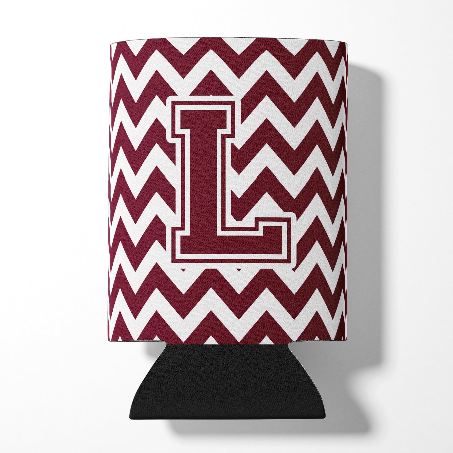 Letter L Chevron Maroon and White  Can or Bottle Hugger CJ1051-LCC.