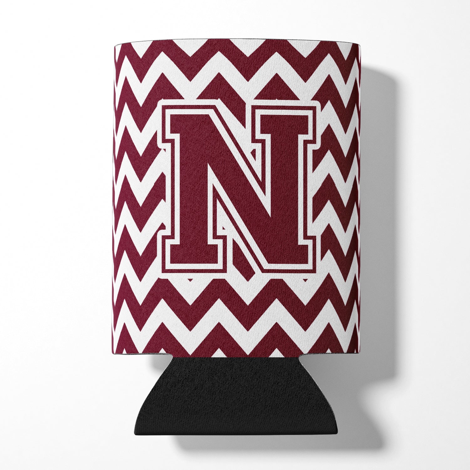 Letter N Chevron Maroon and White  Can or Bottle Hugger CJ1051-NCC.