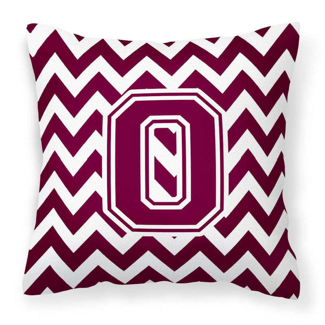 Letter O Chevron Maroon and White  Fabric Decorative Pillow CJ1051-OPW1414 by Caroline's Treasures