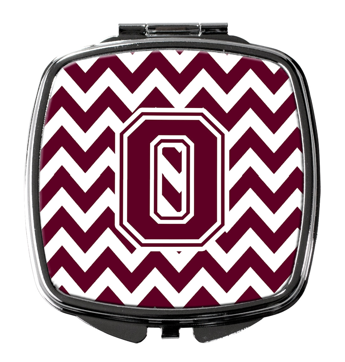 Letter O Chevron Maroon and White  Compact Mirror CJ1051-OSCM  the-store.com.