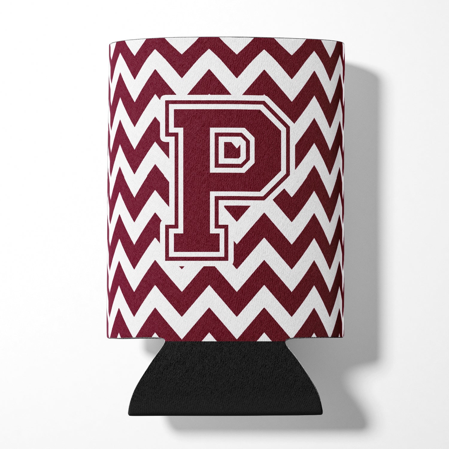 Letter P Chevron Maroon and White  Can or Bottle Hugger CJ1051-PCC.