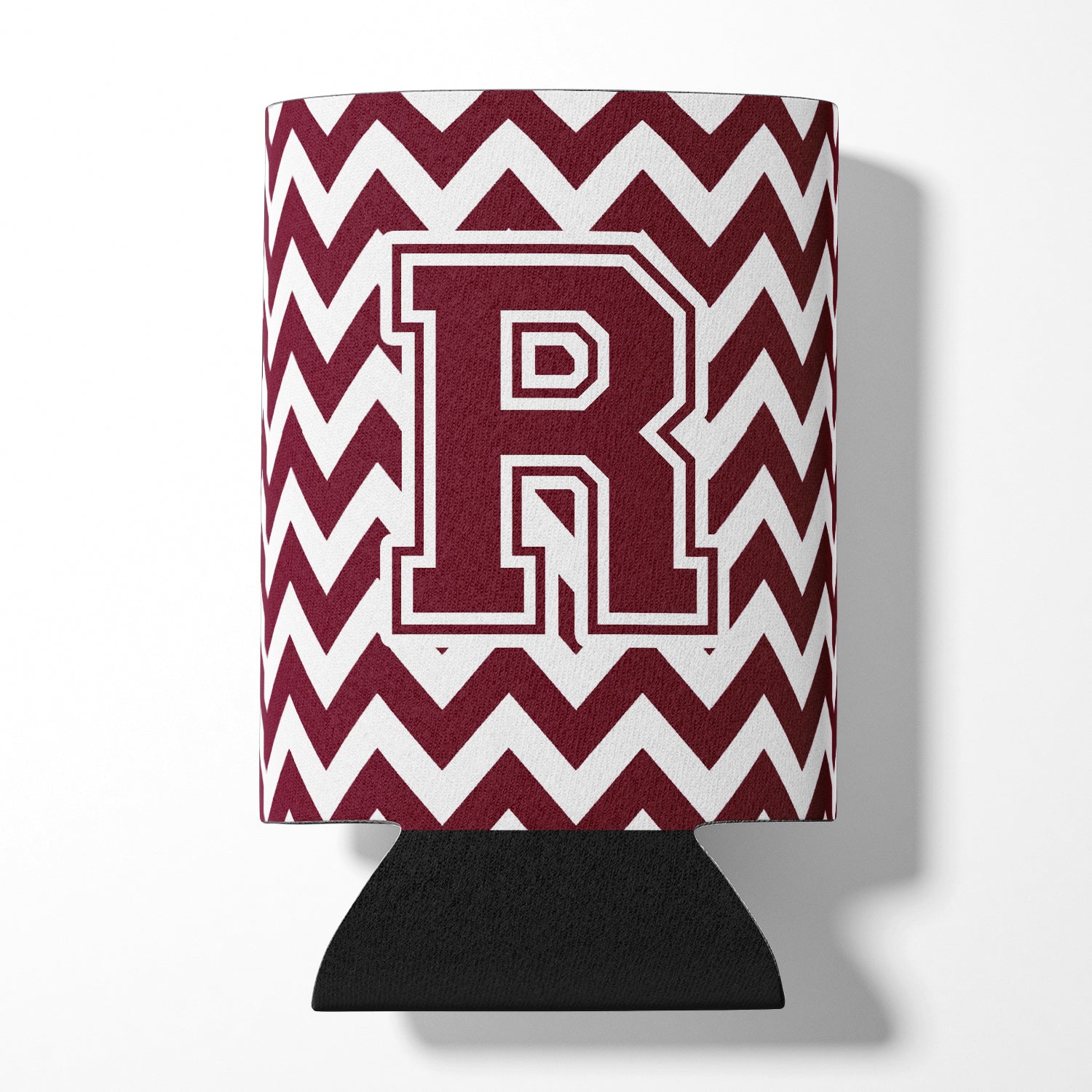 Letter R Chevron Maroon and White  Can or Bottle Hugger CJ1051-RCC.