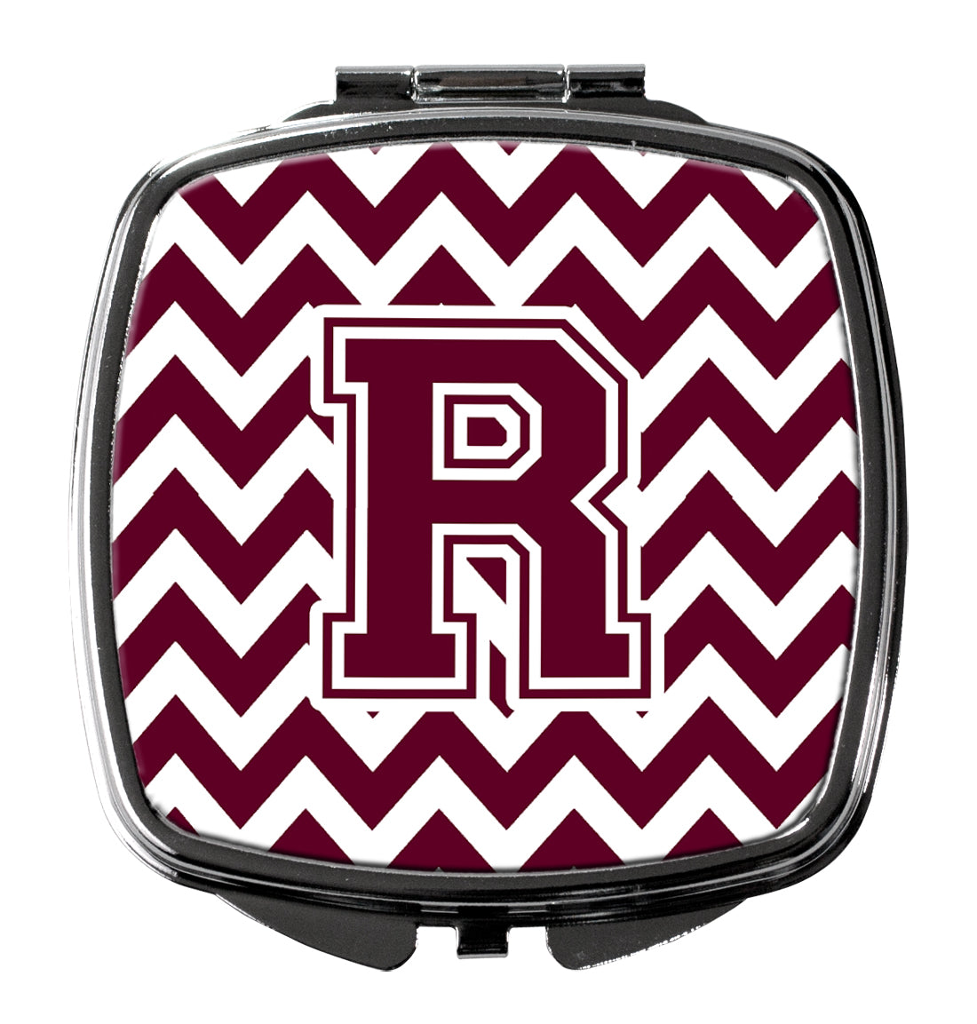 Letter R Chevron Maroon and White  Compact Mirror CJ1051-RSCM  the-store.com.