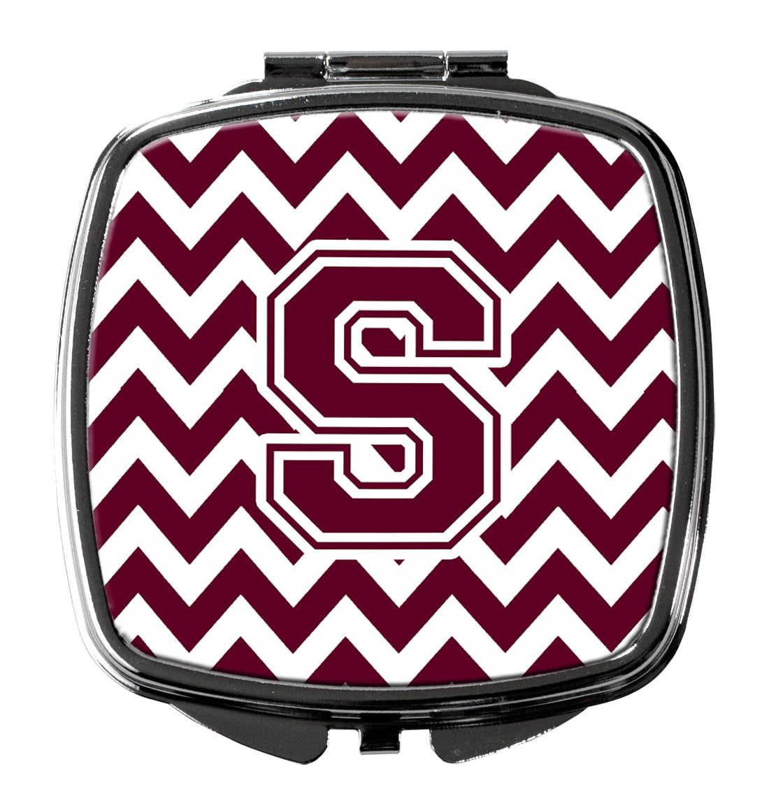 Letter S Chevron Maroon and White  Compact Mirror CJ1051-SSCM  the-store.com.