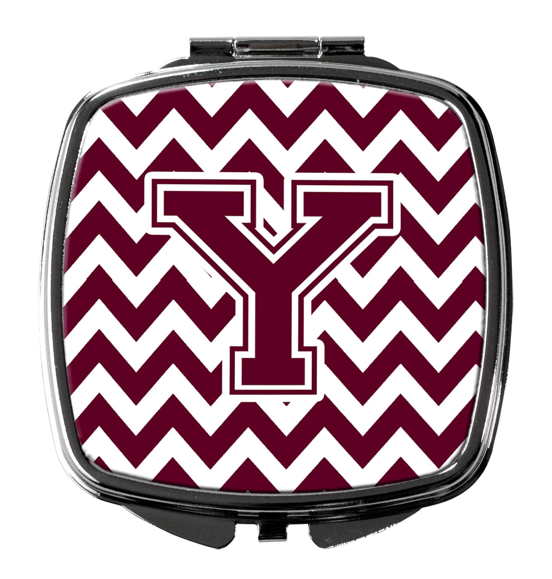 Letter Y Chevron Maroon and White  Compact Mirror CJ1051-YSCM  the-store.com.