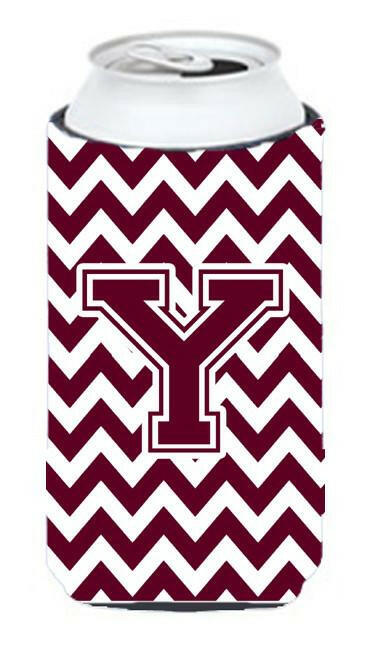 Letter Y Chevron  Maroon and White  Tall Boy Beverage Insulator Hugger CJ1051-YTBC by Caroline's Treasures