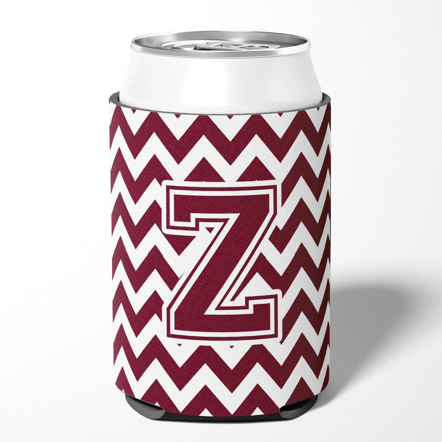 Letter Z Chevron Maroon and White  Can or Bottle Hugger CJ1051-ZCC.