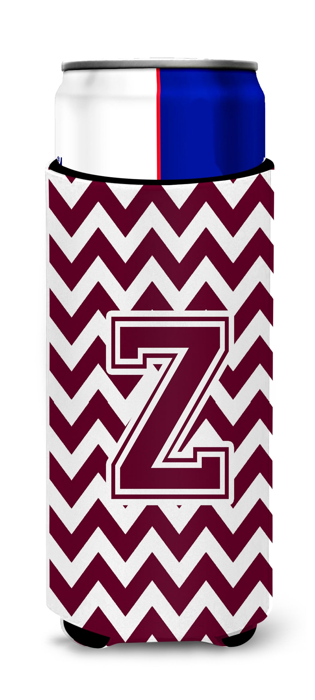 Letter Z Chevron Maroon and White  Ultra Beverage Insulators for slim cans CJ1051-ZMUK.