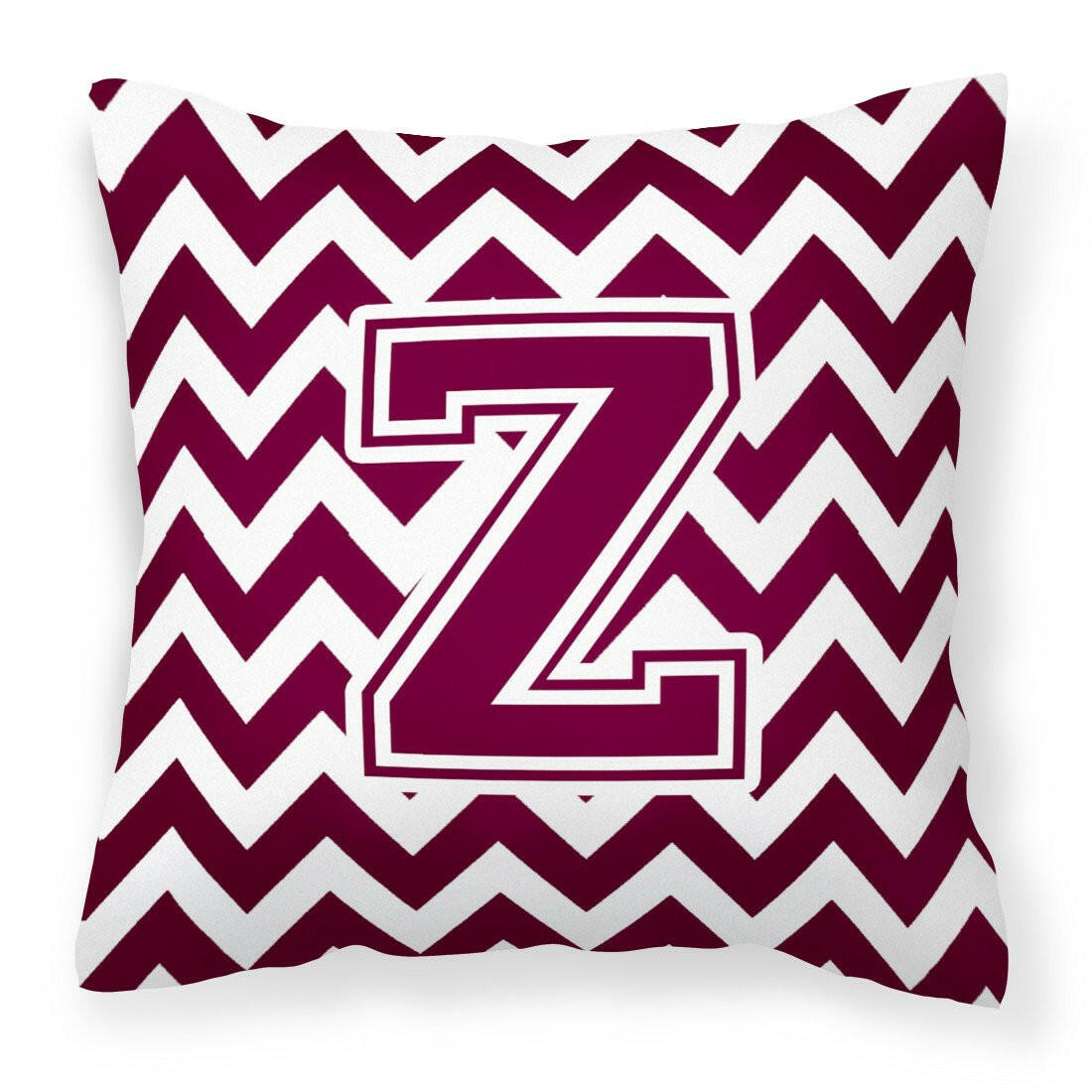 Letter Z Chevron Maroon and White  Fabric Decorative Pillow CJ1051-ZPW1414 by Caroline's Treasures