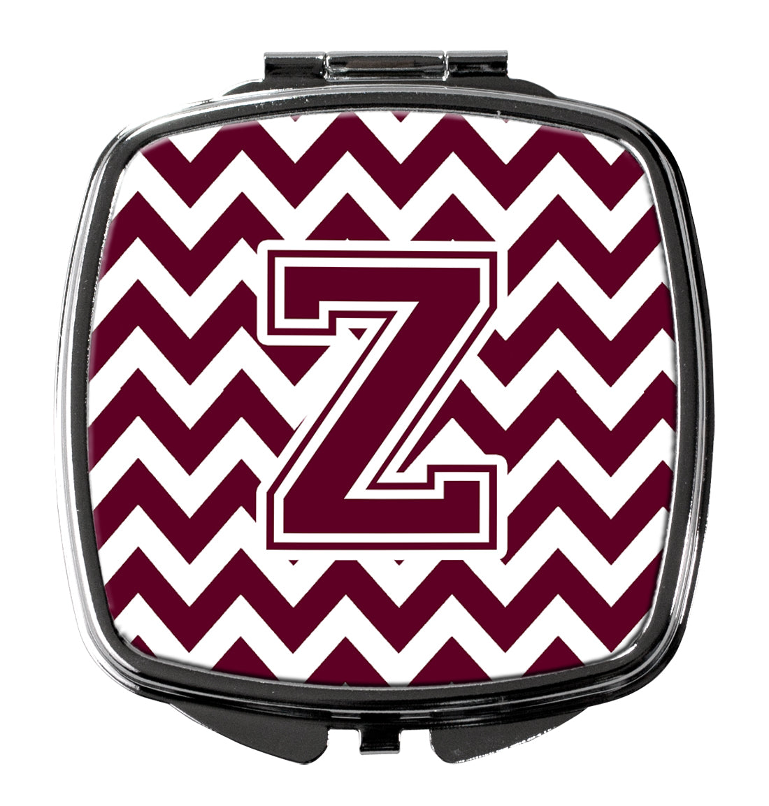 Letter Z Chevron Maroon and White  Compact Mirror CJ1051-ZSCM  the-store.com.