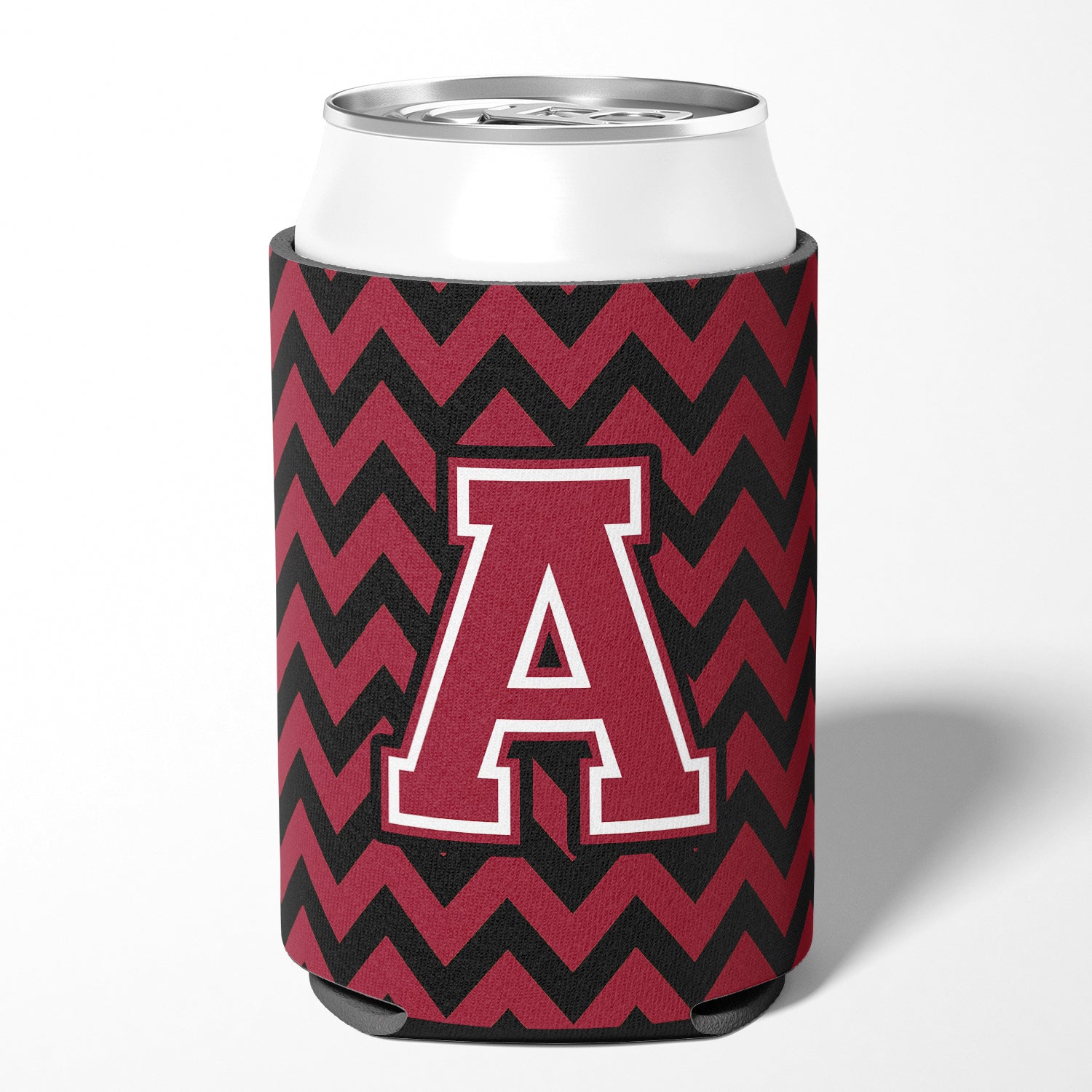 Letter A Chevron Garnet and Black  Can or Bottle Hugger CJ1052-ACC.