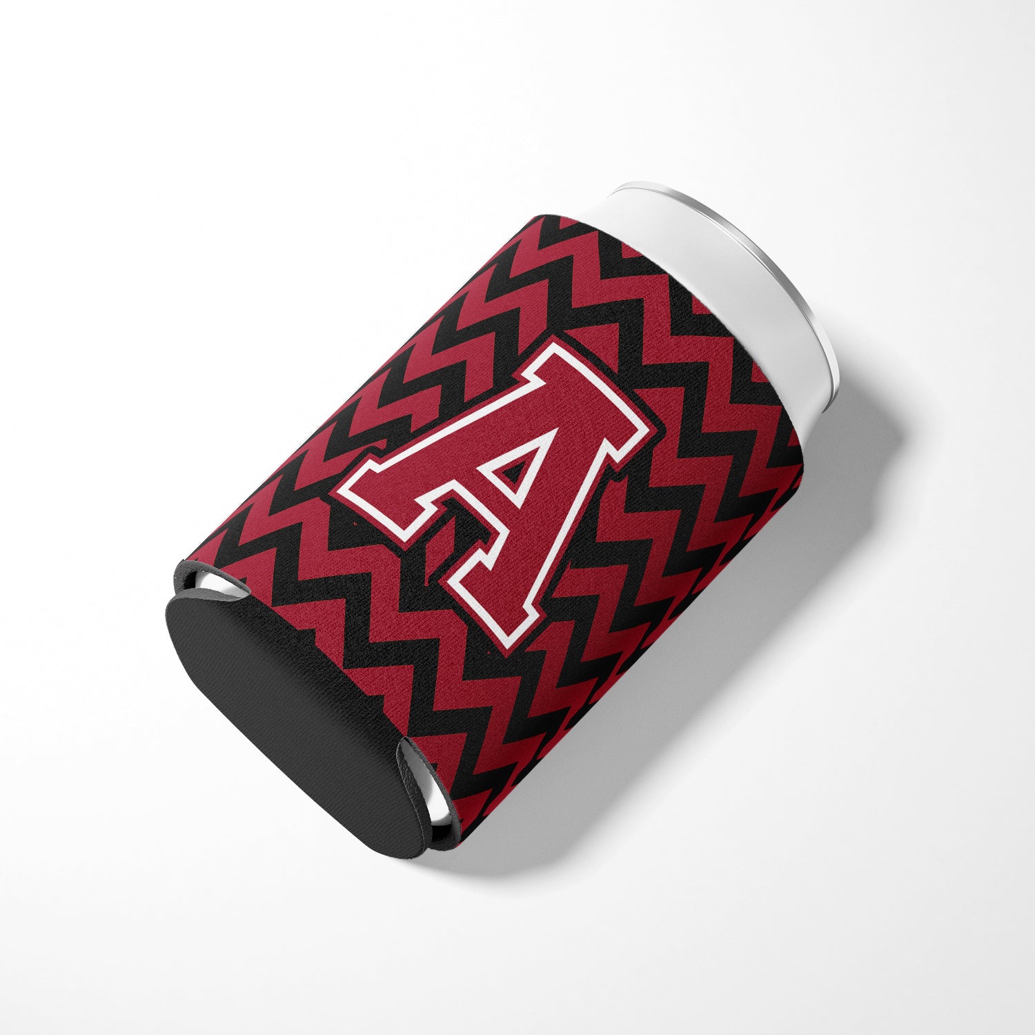 Letter A Chevron Garnet and Black  Can or Bottle Hugger CJ1052-ACC.