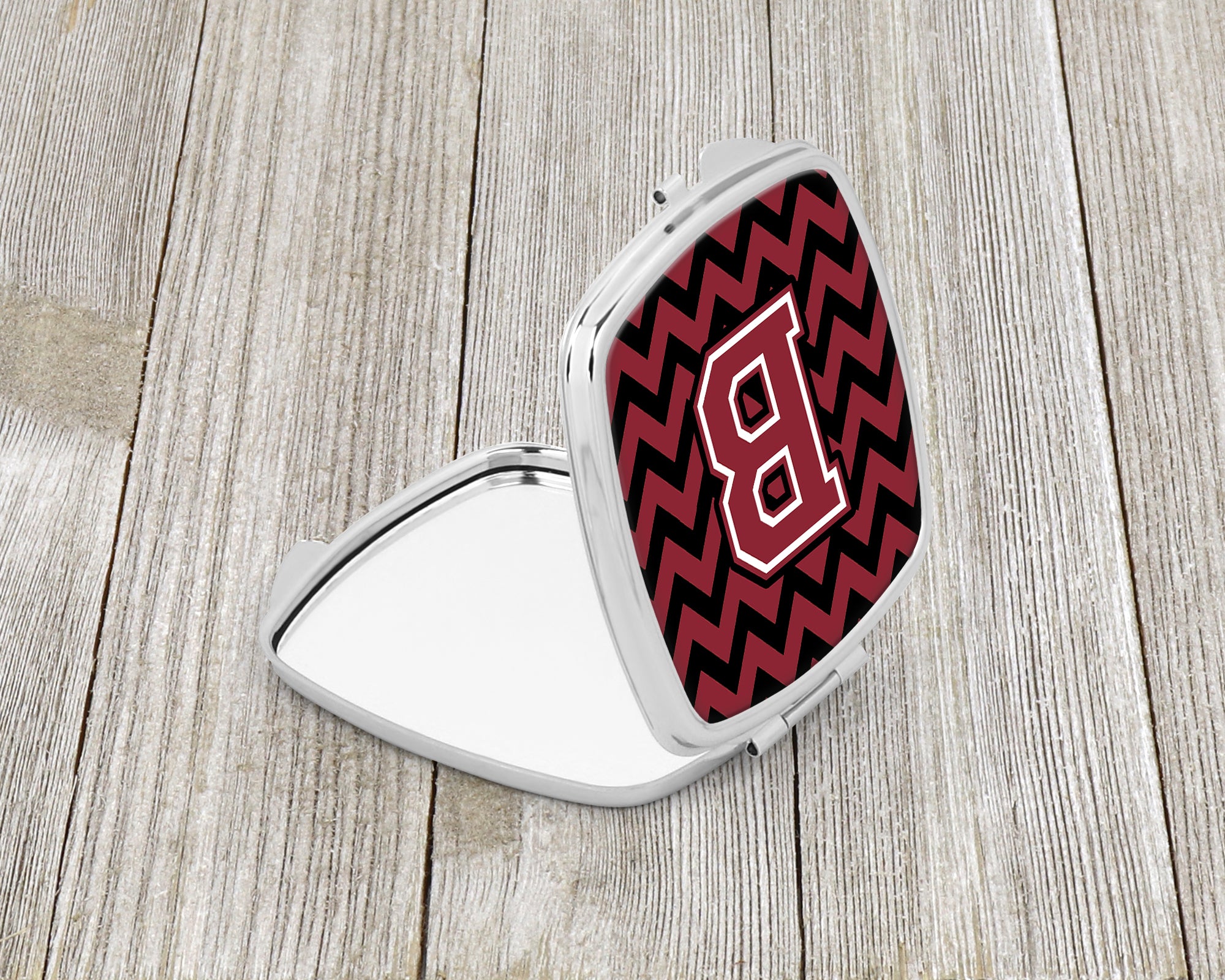 Letter B Chevron Garnet and Black  Compact Mirror CJ1052-BSCM  the-store.com.