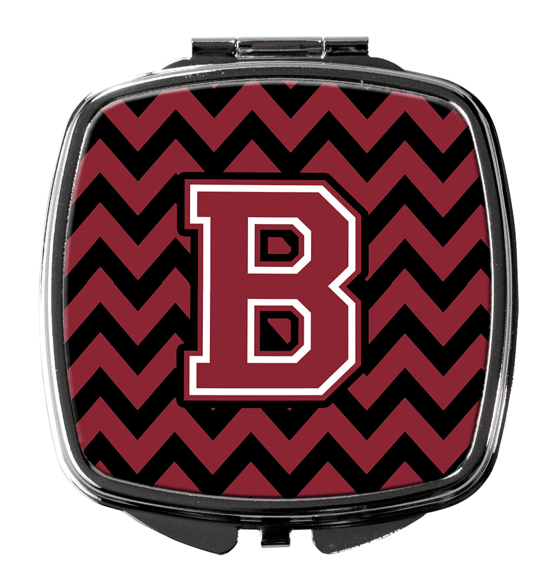 Letter B Chevron Garnet and Black  Compact Mirror CJ1052-BSCM  the-store.com.