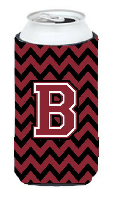 Letter B Chevron Garnet and Black  Tall Boy Beverage Insulator Hugger CJ1052-BTBC by Caroline's Treasures