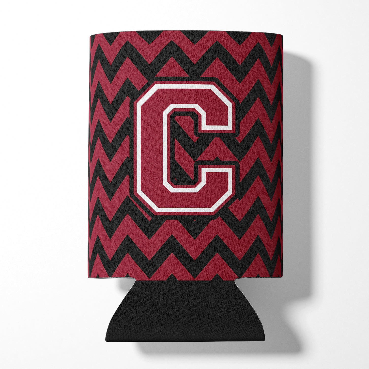 Letter C Chevron Garnet and Black  Can or Bottle Hugger CJ1052-CCC.