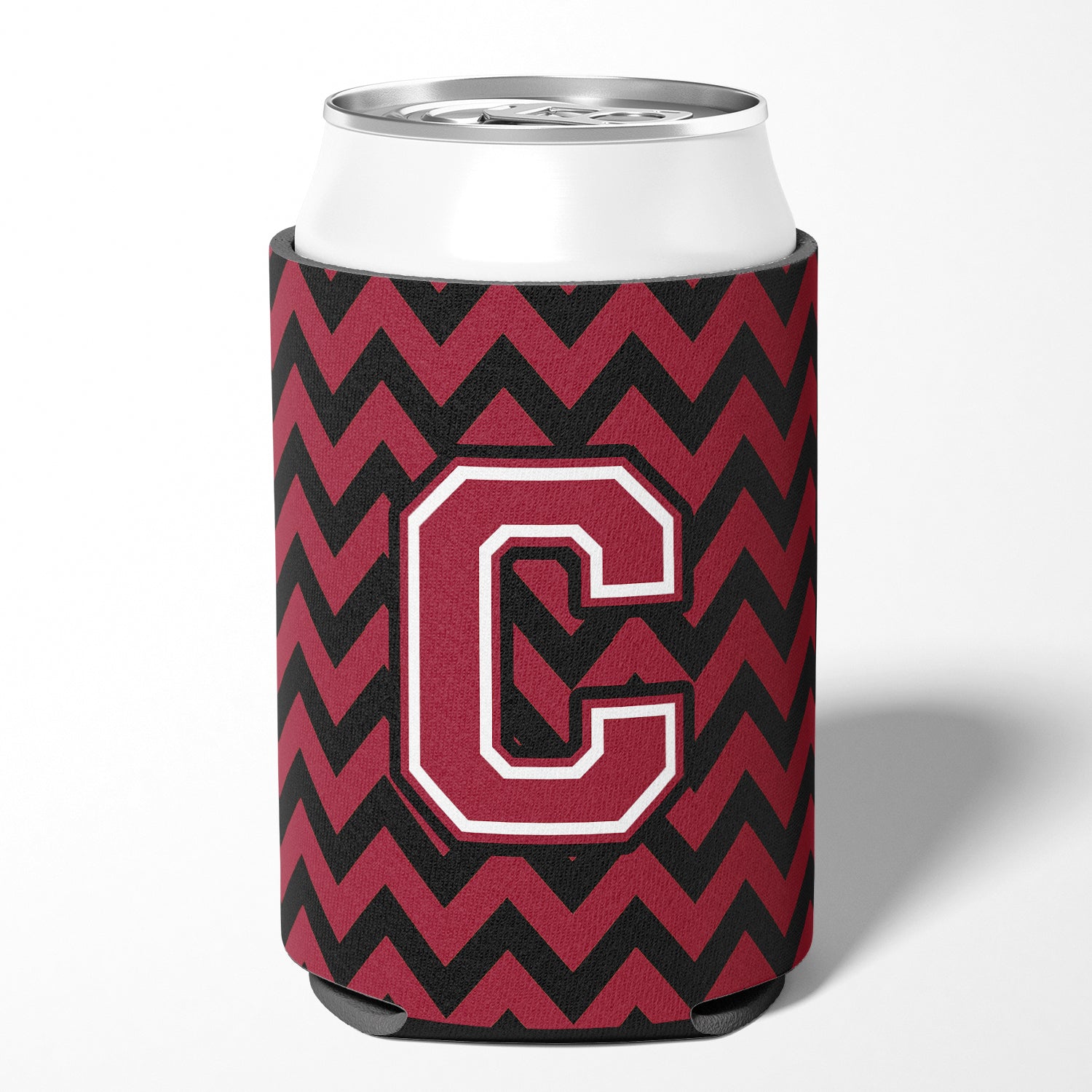 Letter C Chevron Garnet and Black  Can or Bottle Hugger CJ1052-CCC.