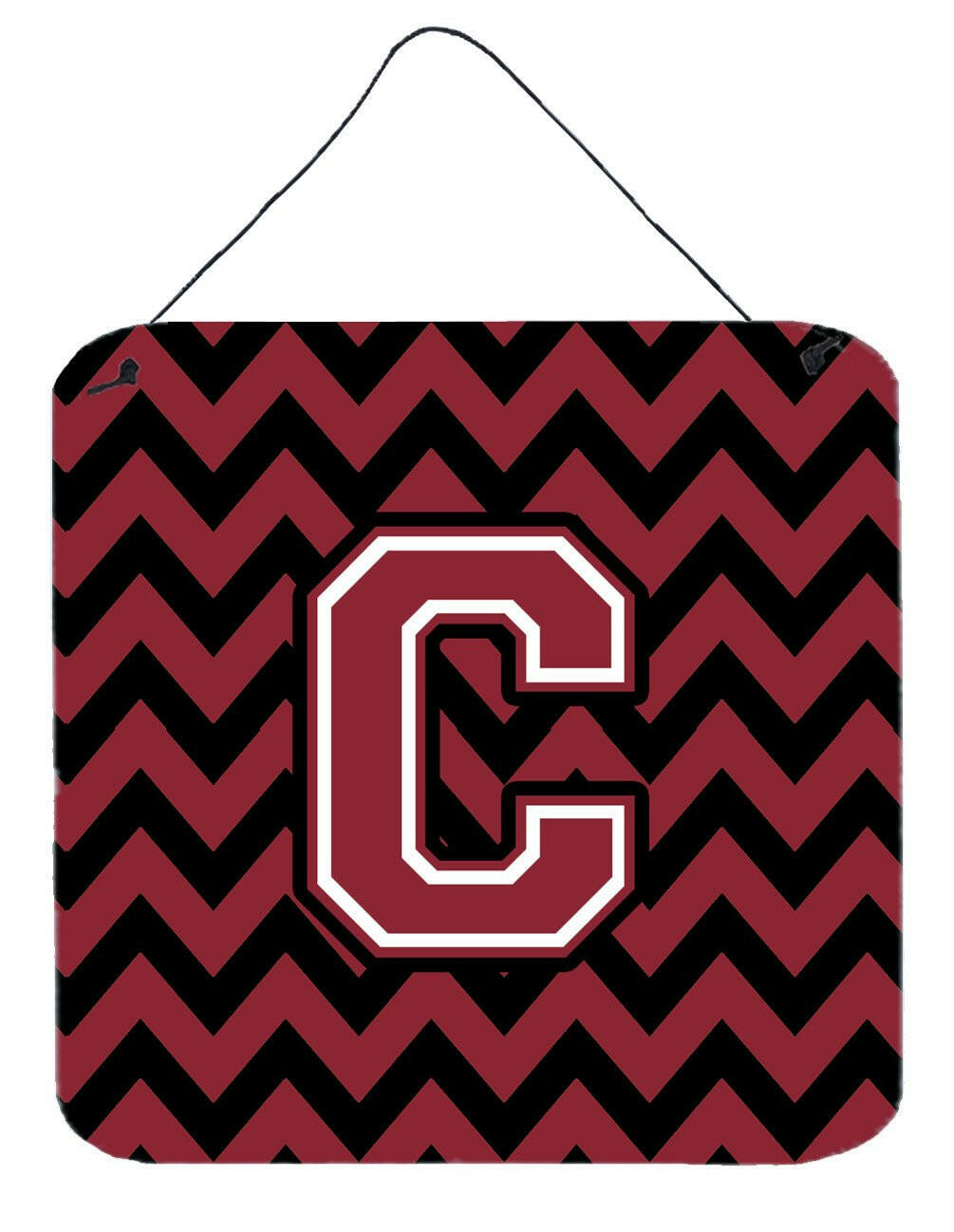 Letter C Chevron Garnet and Black  Wall or Door Hanging Prints CJ1052-CDS66 by Caroline's Treasures