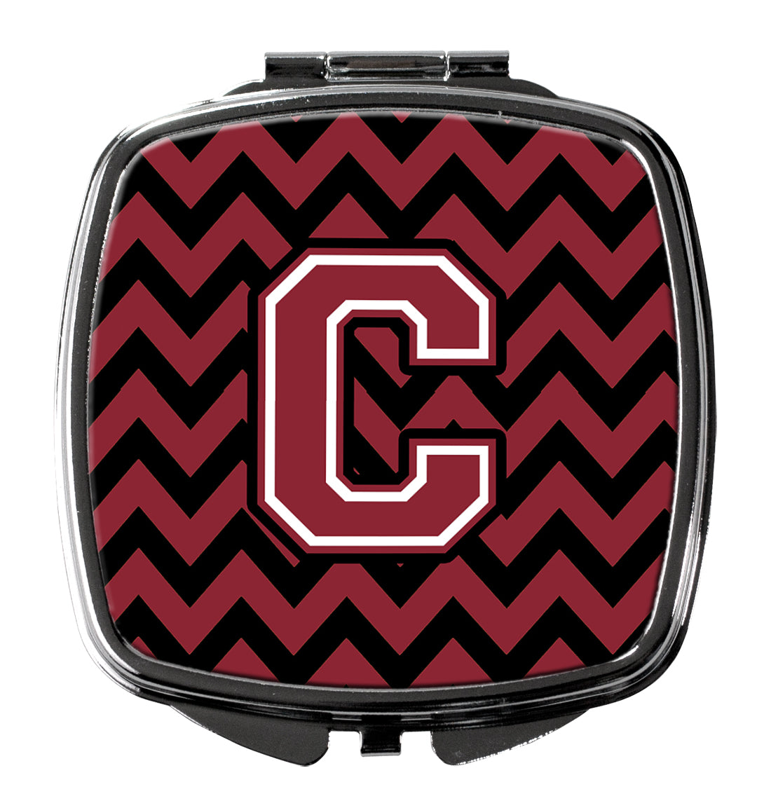 Letter C Chevron Garnet and Black  Compact Mirror CJ1052-CSCM  the-store.com.