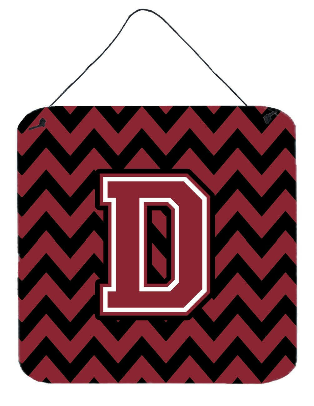 Letter D Chevron Garnet and Black  Wall or Door Hanging Prints CJ1052-DDS66 by Caroline's Treasures