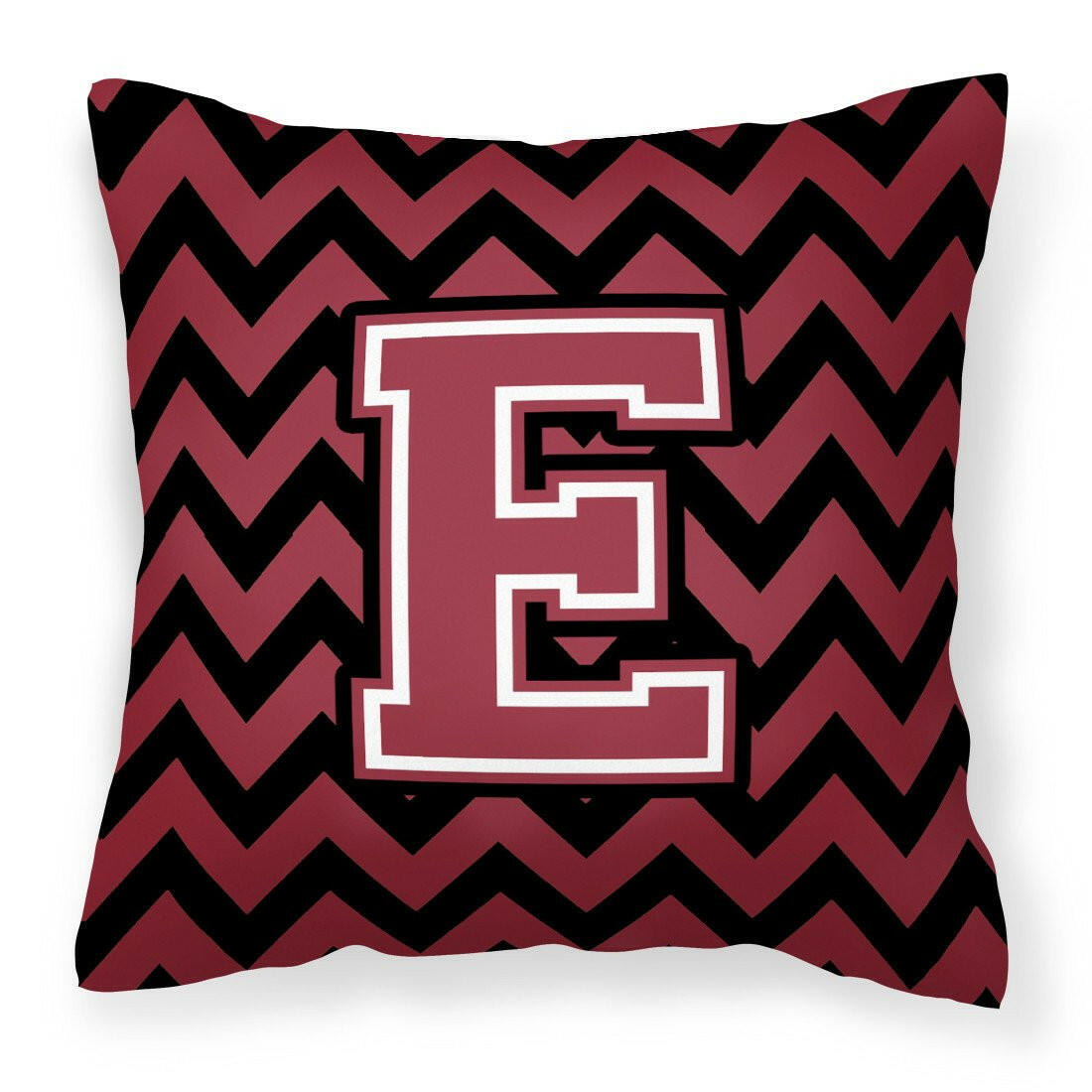 Letter E Chevron Garnet and Black  Fabric Decorative Pillow CJ1052-EPW1414 by Caroline's Treasures