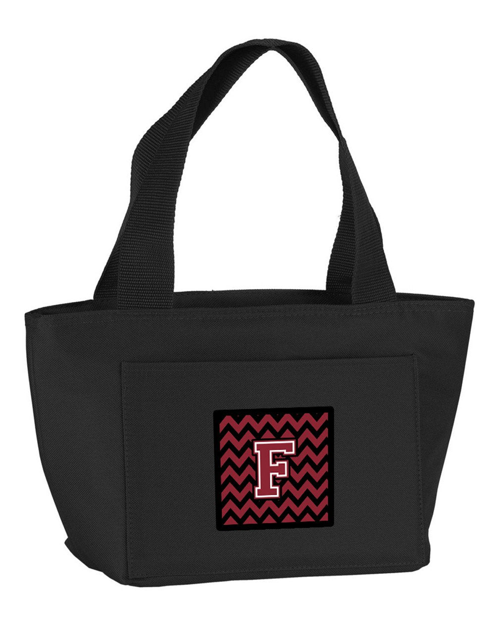 Letter F Chevron Garnet and Black  Lunch Bag CJ1052-FBK-8808 by Caroline's Treasures