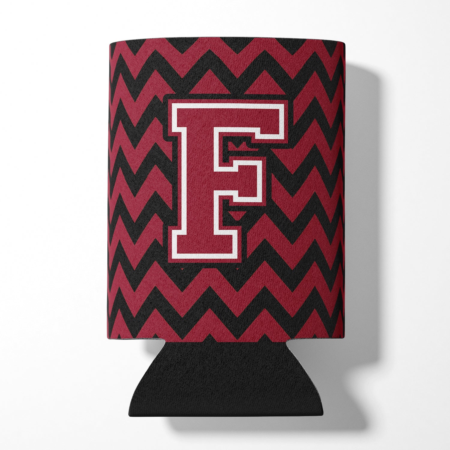 Letter F Chevron Garnet and Black  Can or Bottle Hugger CJ1052-FCC.