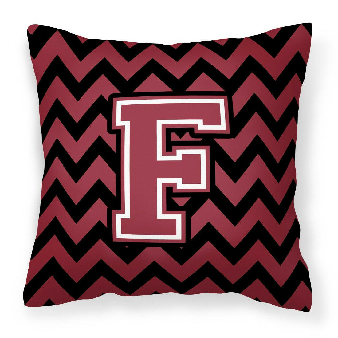 Letter F Chevron Garnet and Black  Fabric Decorative Pillow CJ1052-FPW1414 by Caroline's Treasures