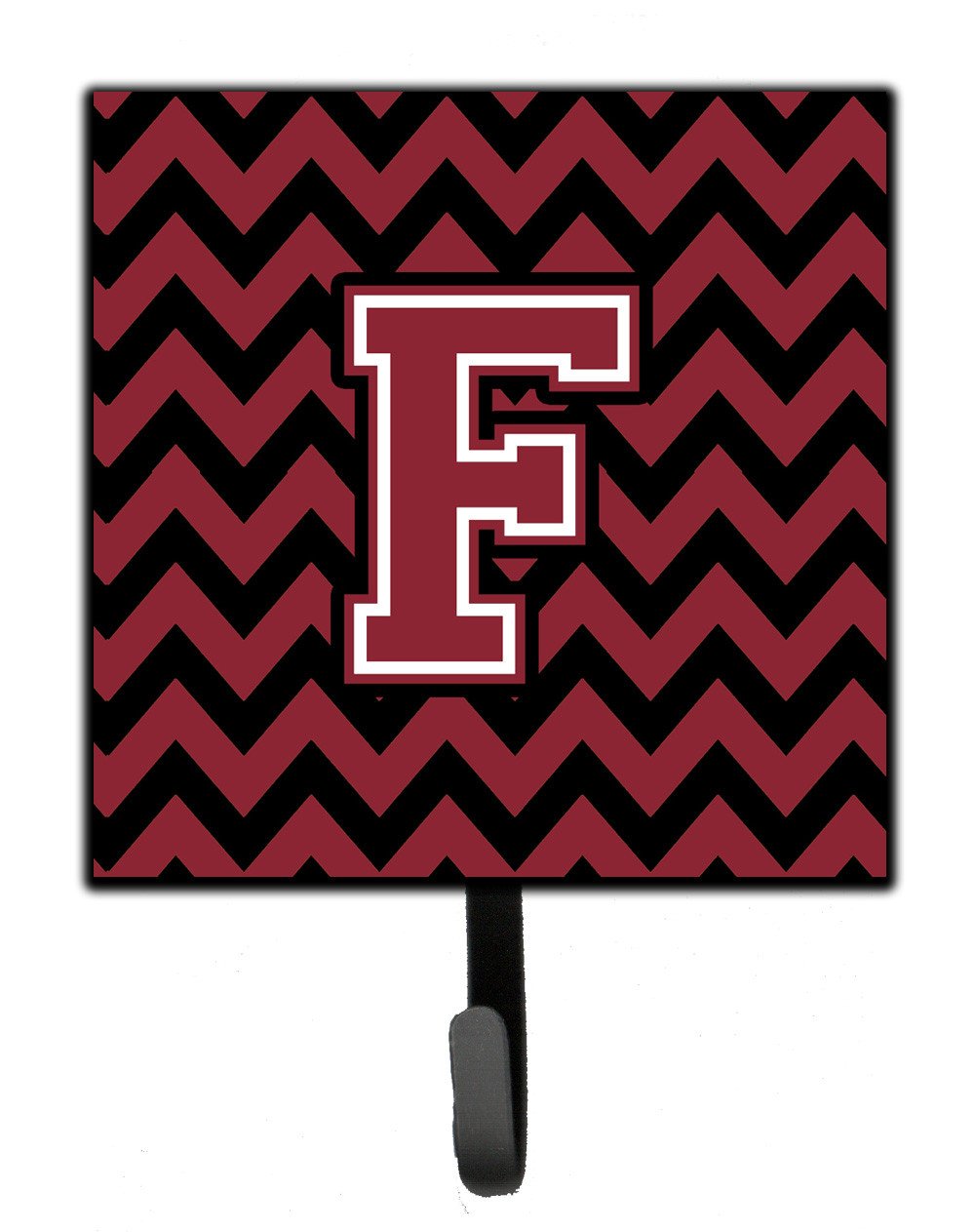 Letter F Chevron Garnet and Black  Leash or Key Holder CJ1052-FSH4 by Caroline's Treasures