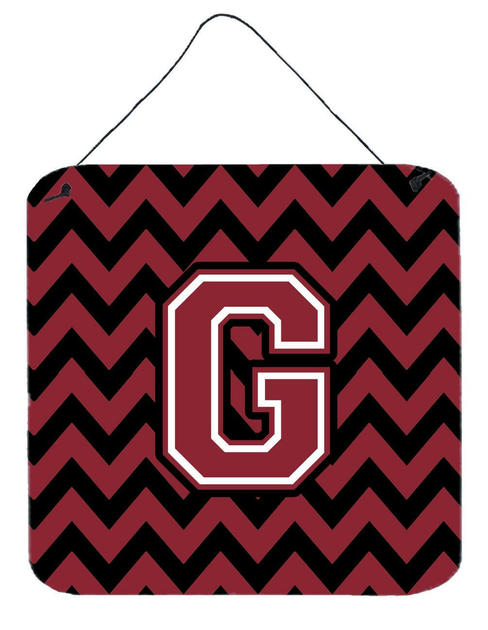 Letter G Chevron Garnet and Black  Wall or Door Hanging Prints CJ1052-GDS66 by Caroline's Treasures