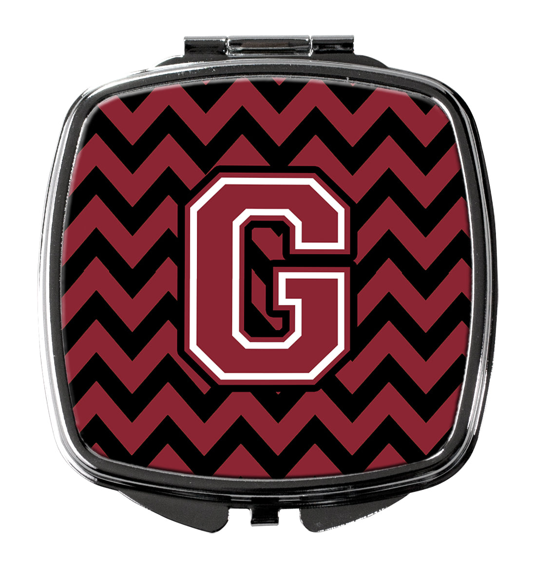 Letter G Chevron Garnet and Black  Compact Mirror CJ1052-GSCM  the-store.com.