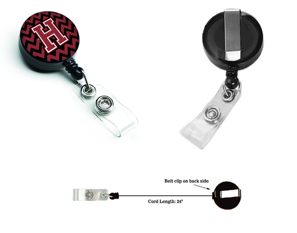 Letter H Chevron Garnet and Black  Retractable Badge Reel CJ1052-HBR.