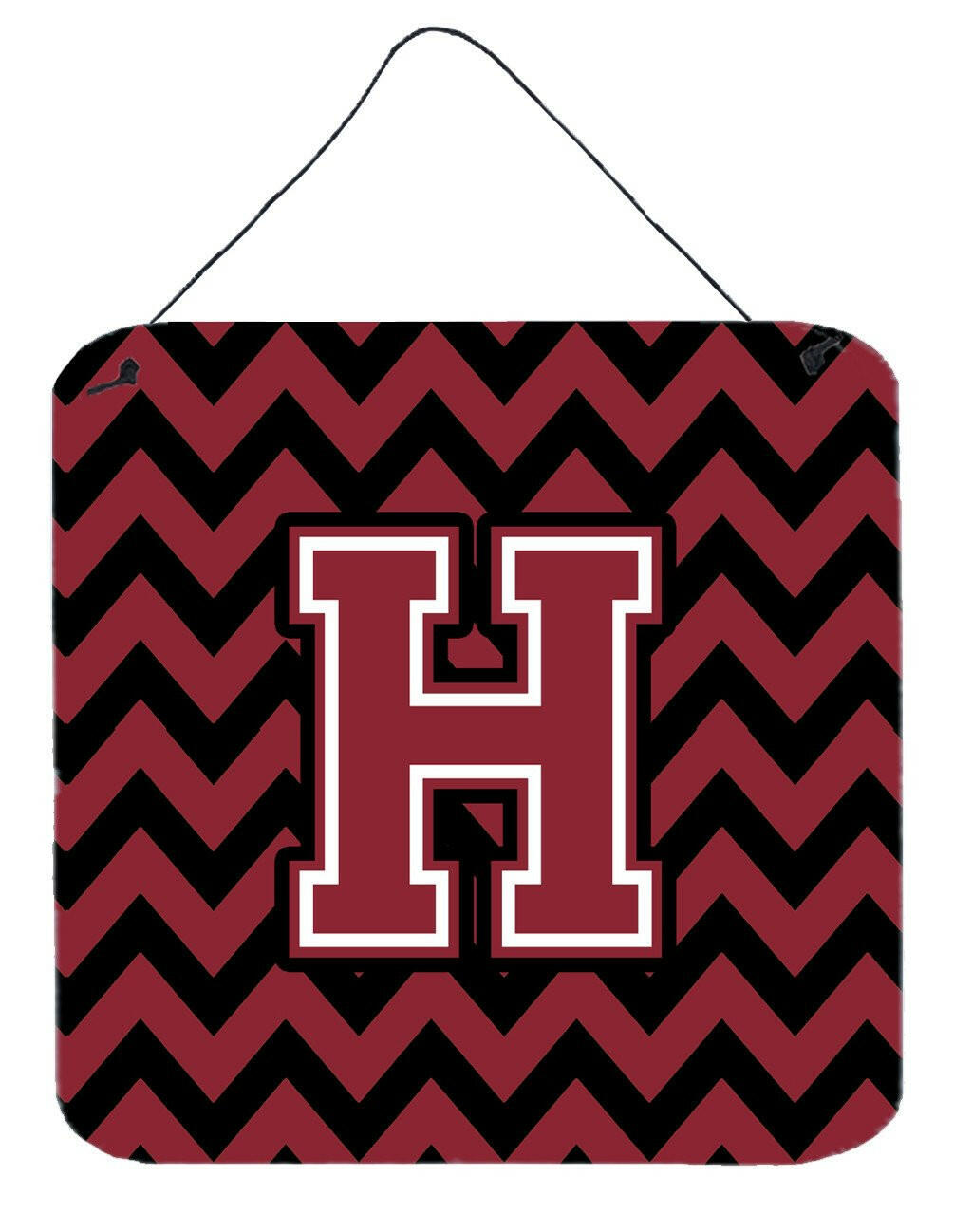 Letter H Chevron Garnet and Black  Wall or Door Hanging Prints CJ1052-HDS66 by Caroline's Treasures