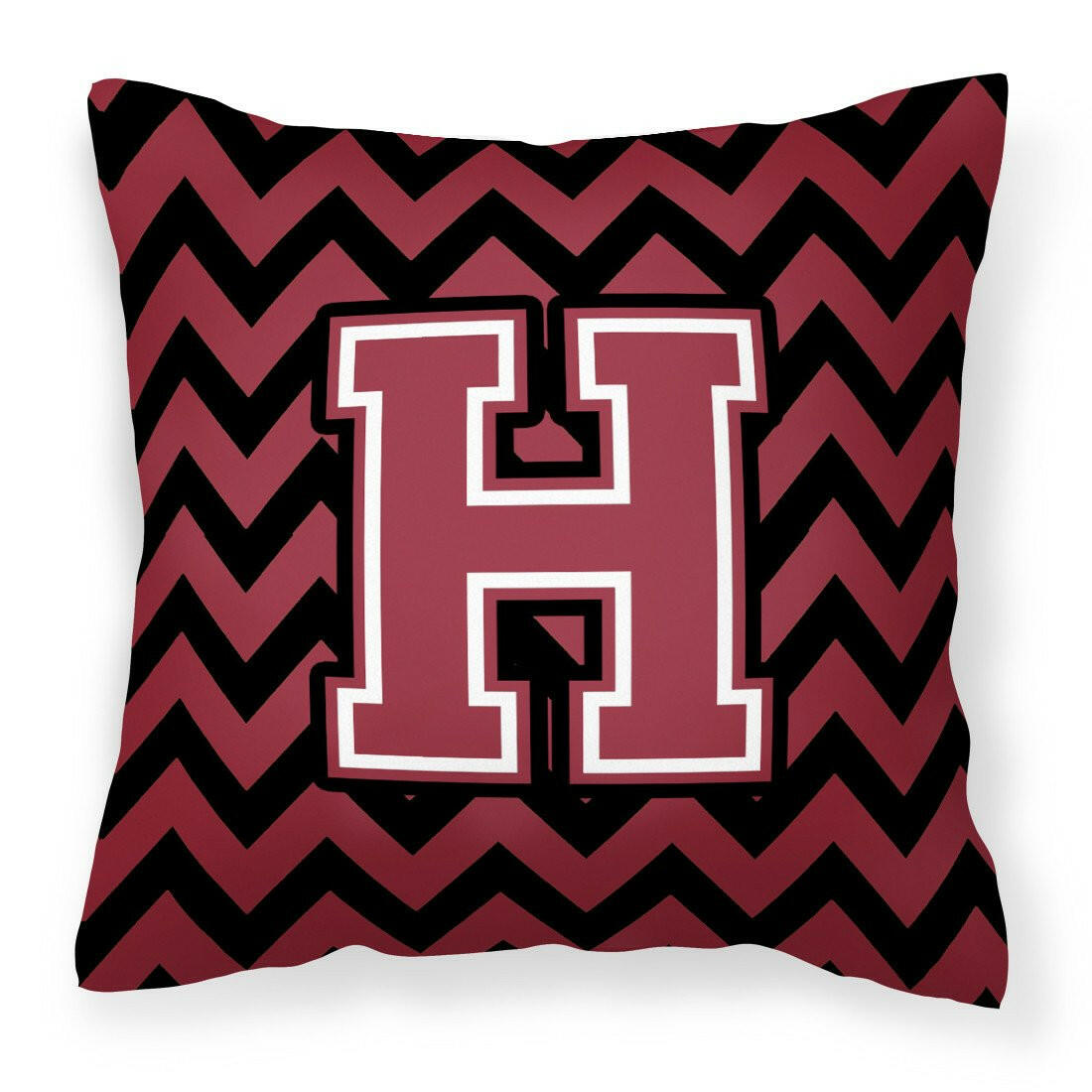 Letter H Chevron Garnet and Black  Fabric Decorative Pillow CJ1052-HPW1414 by Caroline&#39;s Treasures