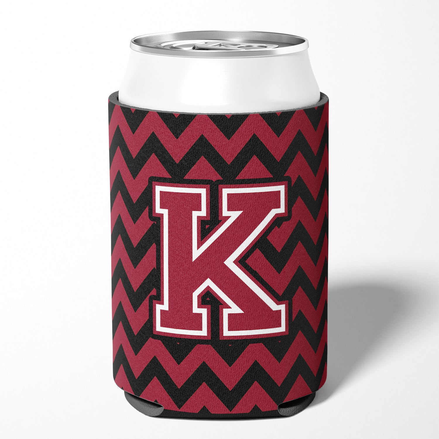 Letter K Chevron Garnet and Black  Can or Bottle Hugger CJ1052-KCC.