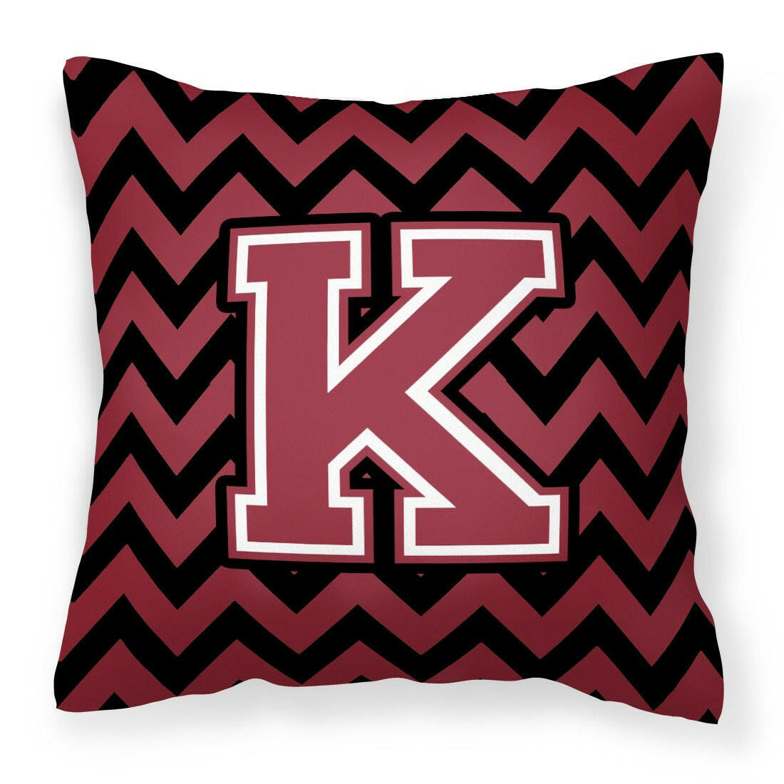 Letter K Chevron Garnet and Black  Fabric Decorative Pillow CJ1052-KPW1414 by Caroline's Treasures