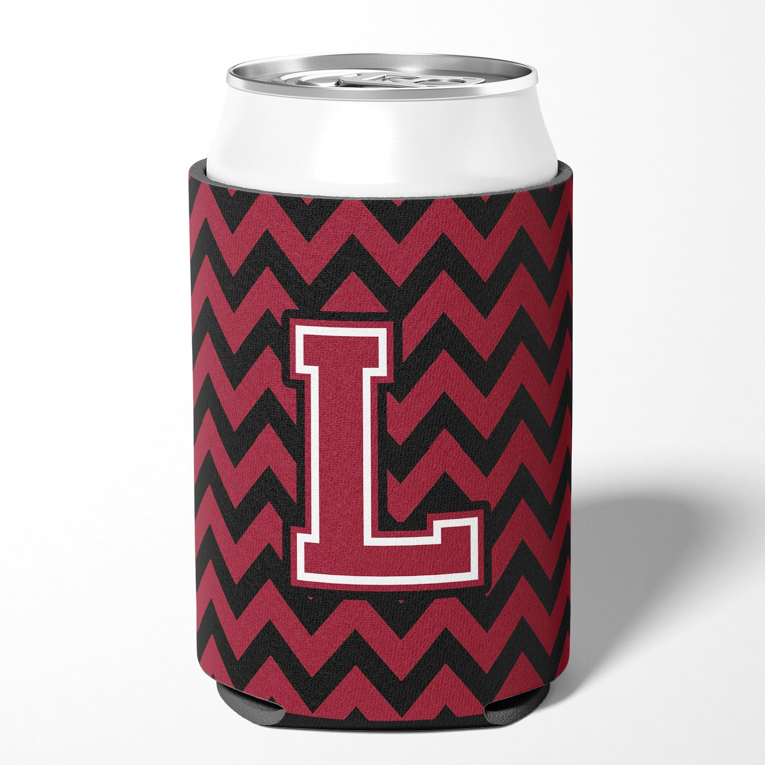 Letter L Chevron Garnet and Black  Can or Bottle Hugger CJ1052-LCC.