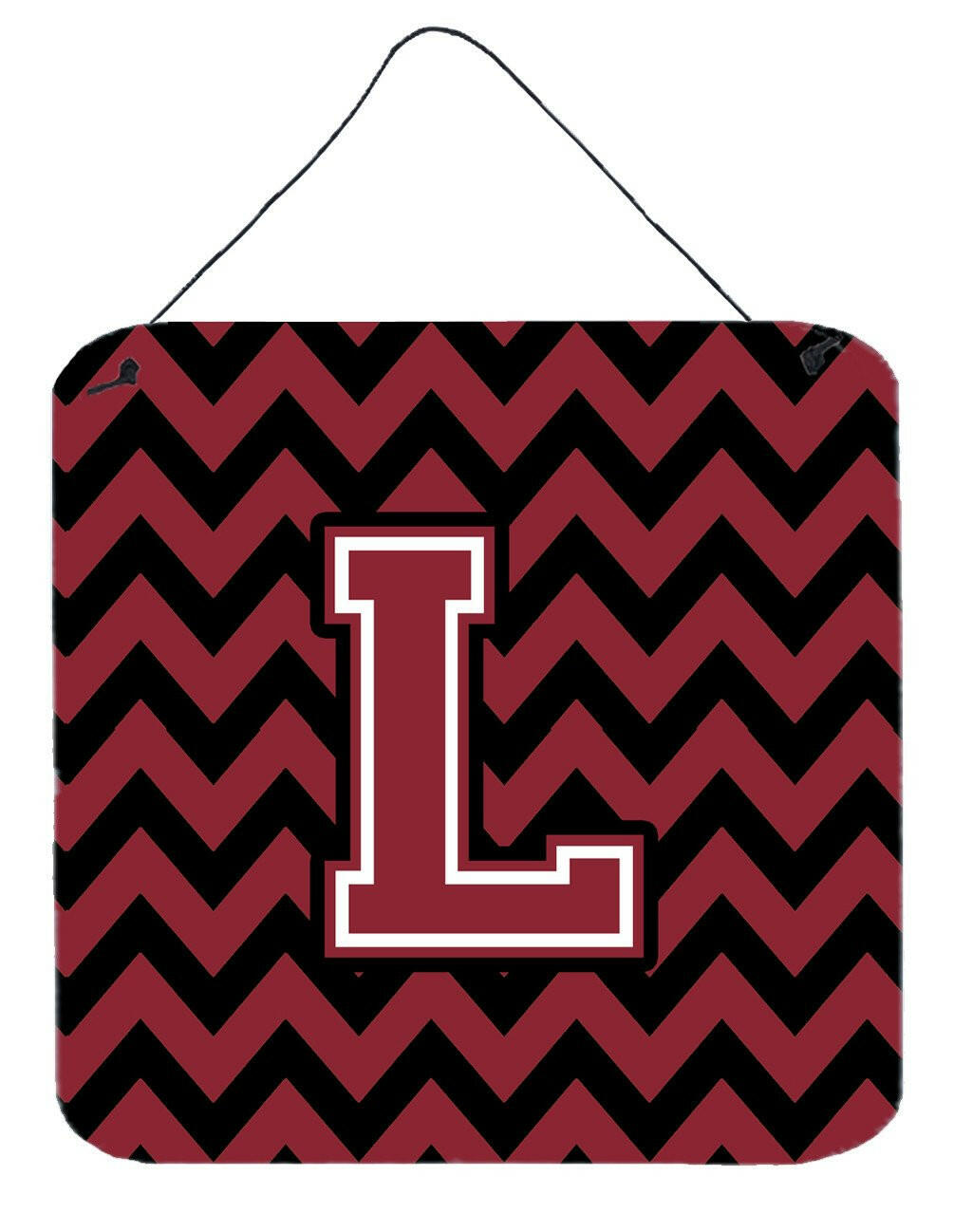 Letter L Chevron Garnet and Black  Wall or Door Hanging Prints CJ1052-LDS66 by Caroline's Treasures