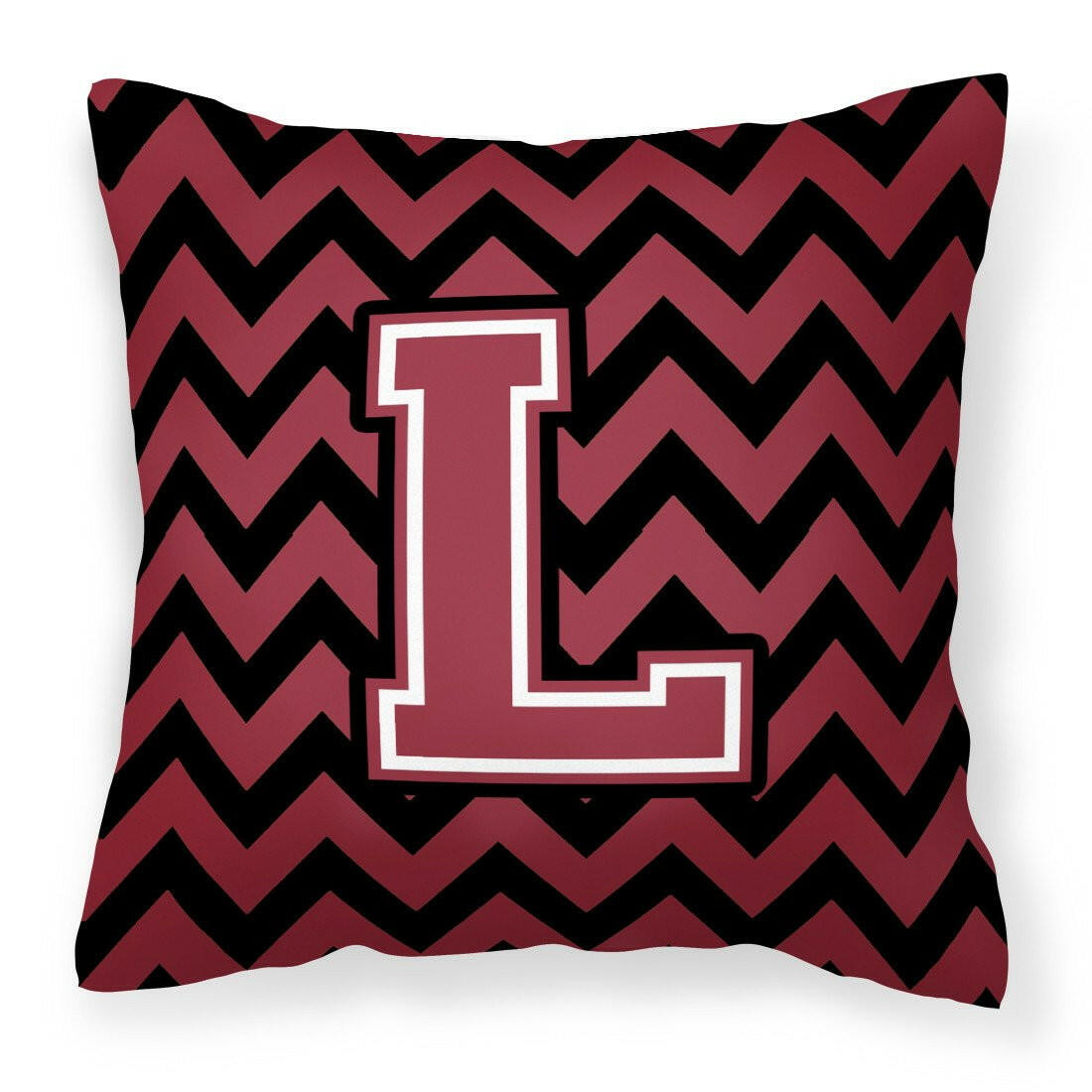 Letter L Chevron Garnet and Black  Fabric Decorative Pillow CJ1052-LPW1414 by Caroline's Treasures