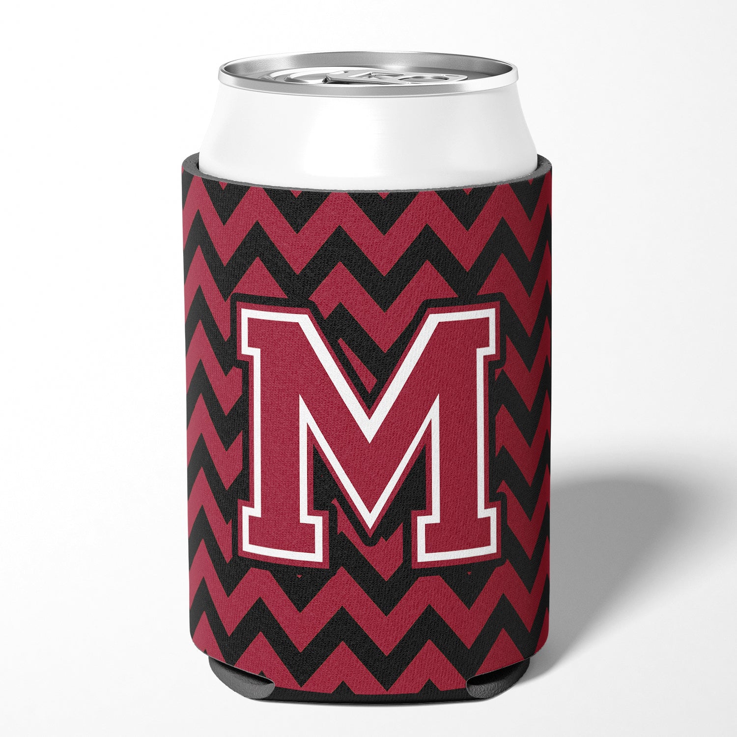 Letter M Chevron Garnet and Black  Can or Bottle Hugger CJ1052-MCC.