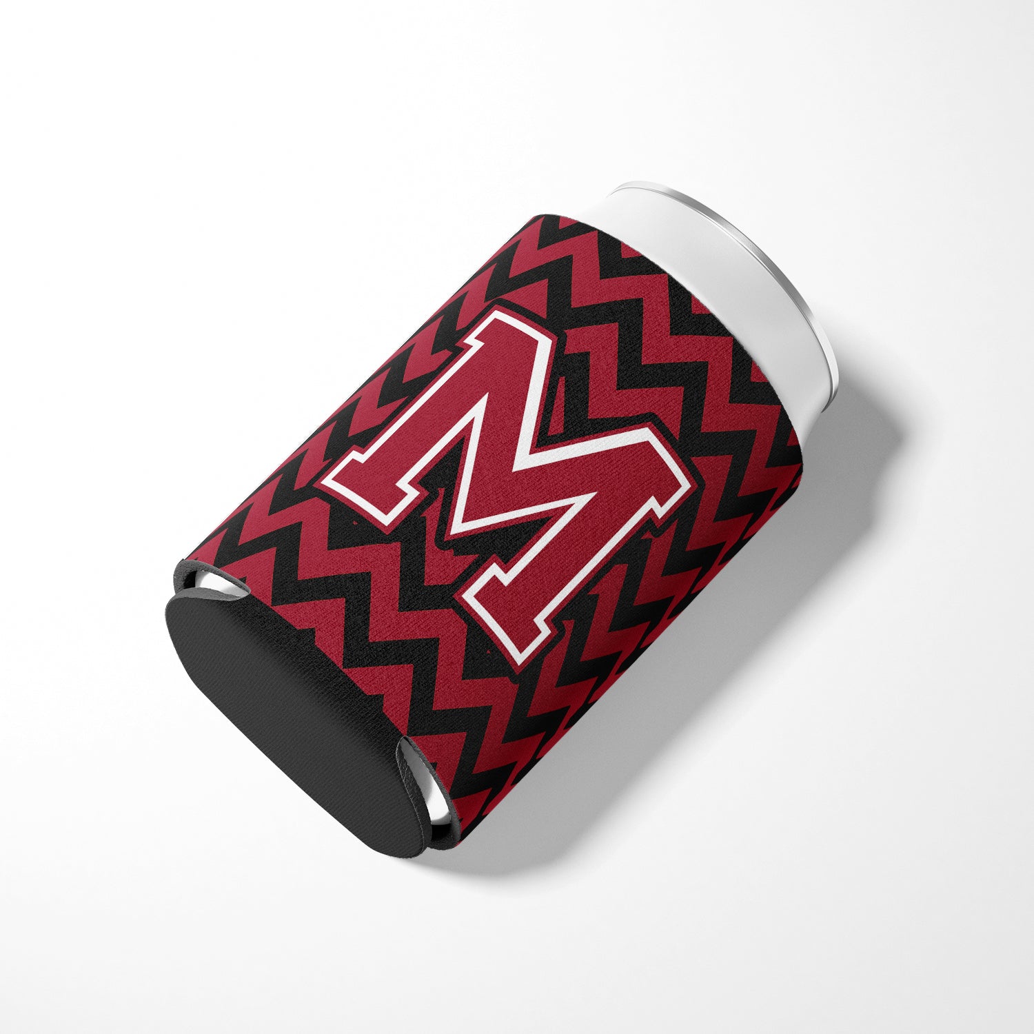 Letter M Chevron Garnet and Black  Can or Bottle Hugger CJ1052-MCC.