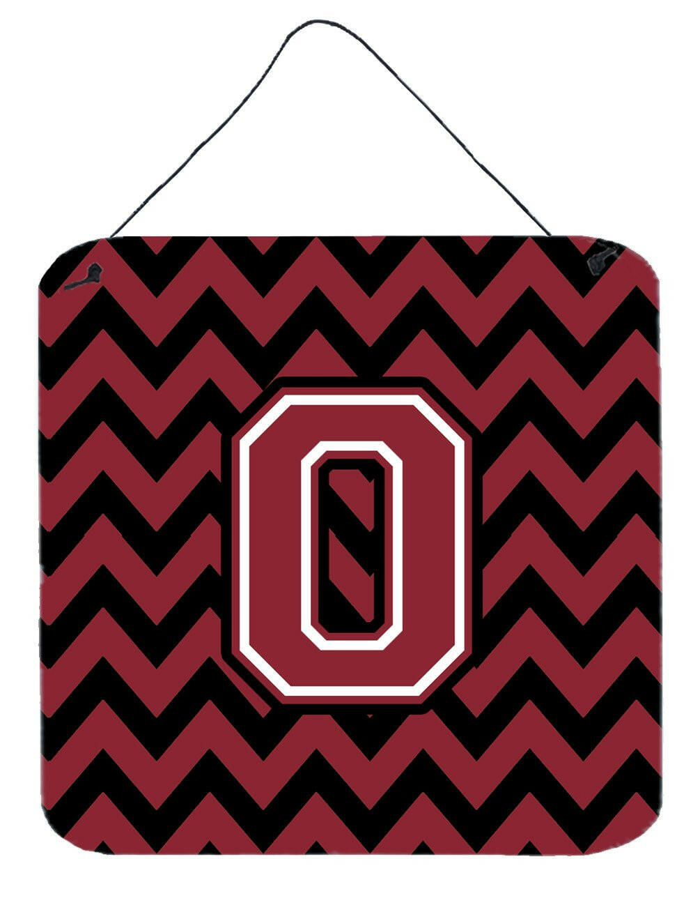 Letter O Chevron Garnet and Black  Wall or Door Hanging Prints CJ1052-ODS66 by Caroline's Treasures