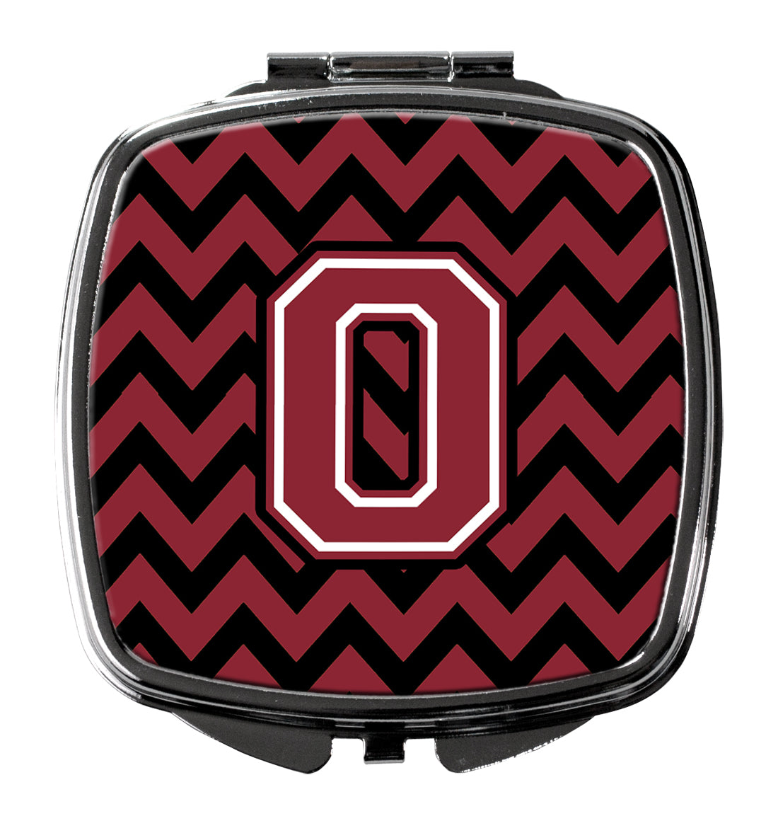 Letter O Chevron Garnet and Black  Compact Mirror CJ1052-OSCM  the-store.com.