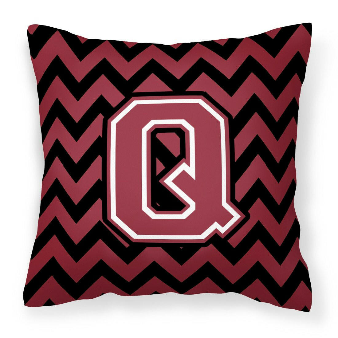 Letter Q Chevron Garnet and Black  Fabric Decorative Pillow CJ1052-QPW1414 by Caroline's Treasures