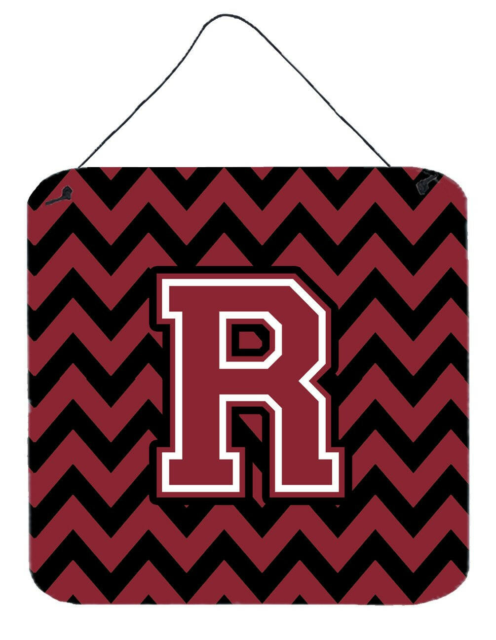 Letter R Chevron Garnet and Black  Wall or Door Hanging Prints CJ1052-RDS66 by Caroline&#39;s Treasures