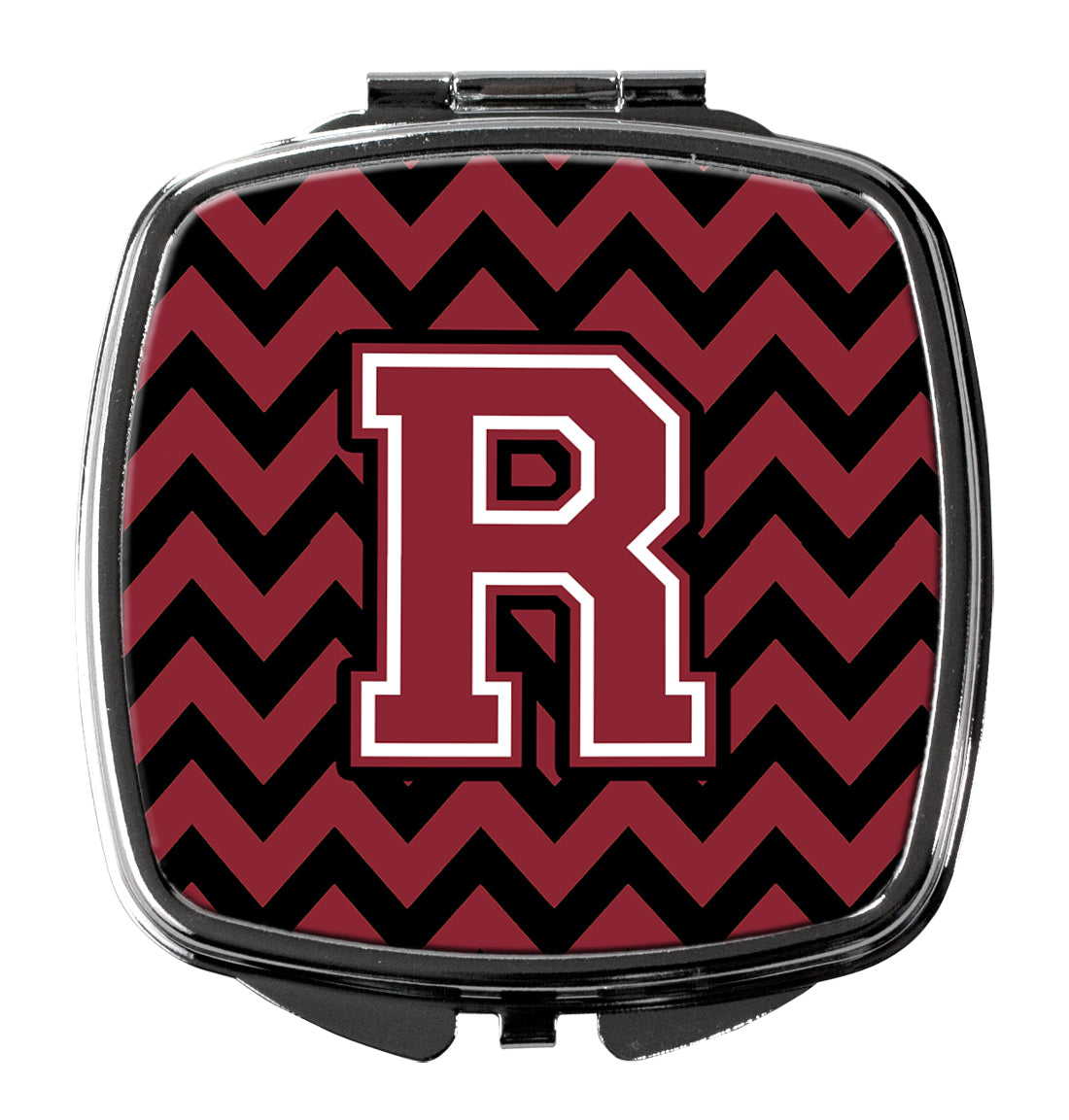 Letter R Chevron Garnet and Black  Compact Mirror CJ1052-RSCM  the-store.com.