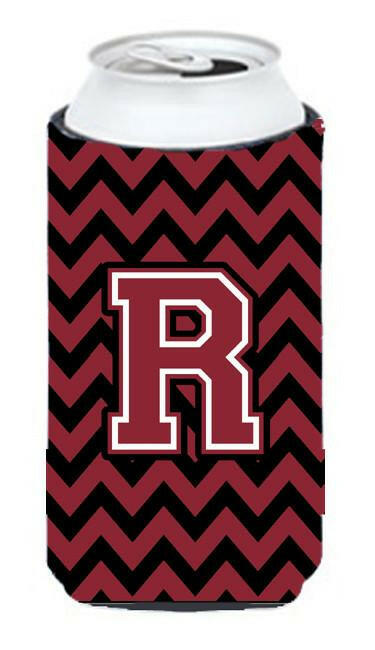 Letter R Chevron Garnet and Black  Tall Boy Beverage Insulator Hugger CJ1052-RTBC by Caroline's Treasures