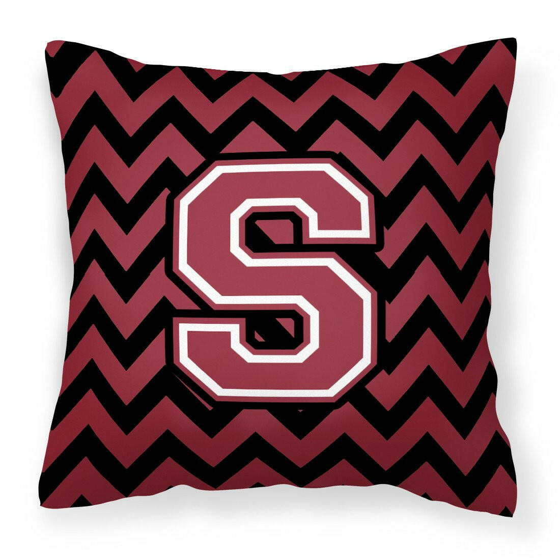 Letter S Chevron Garnet and Black  Fabric Decorative Pillow CJ1052-SPW1414 by Caroline&#39;s Treasures