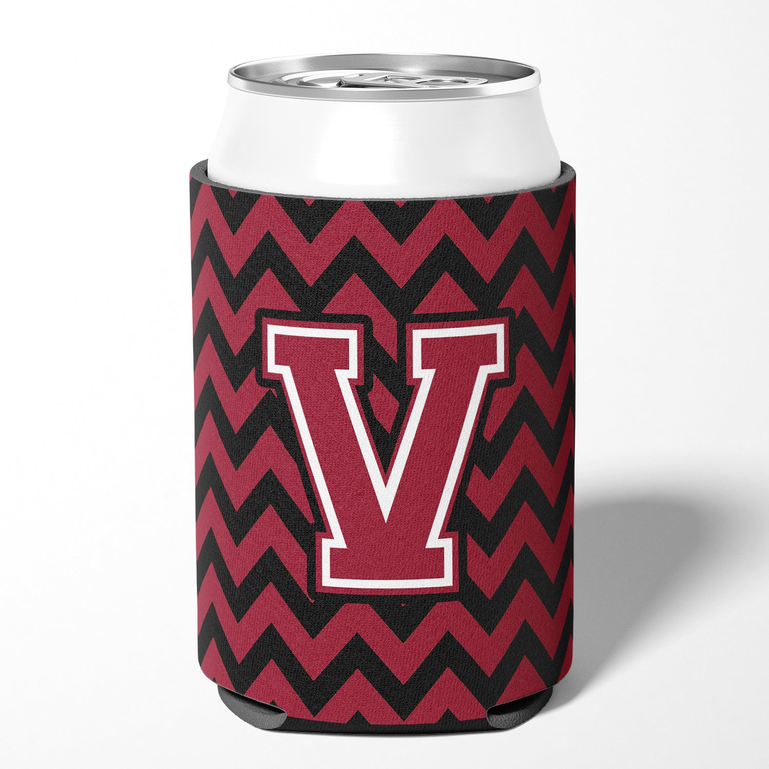 Letter V Chevron Garnet and Black  Can or Bottle Hugger CJ1052-VCC.